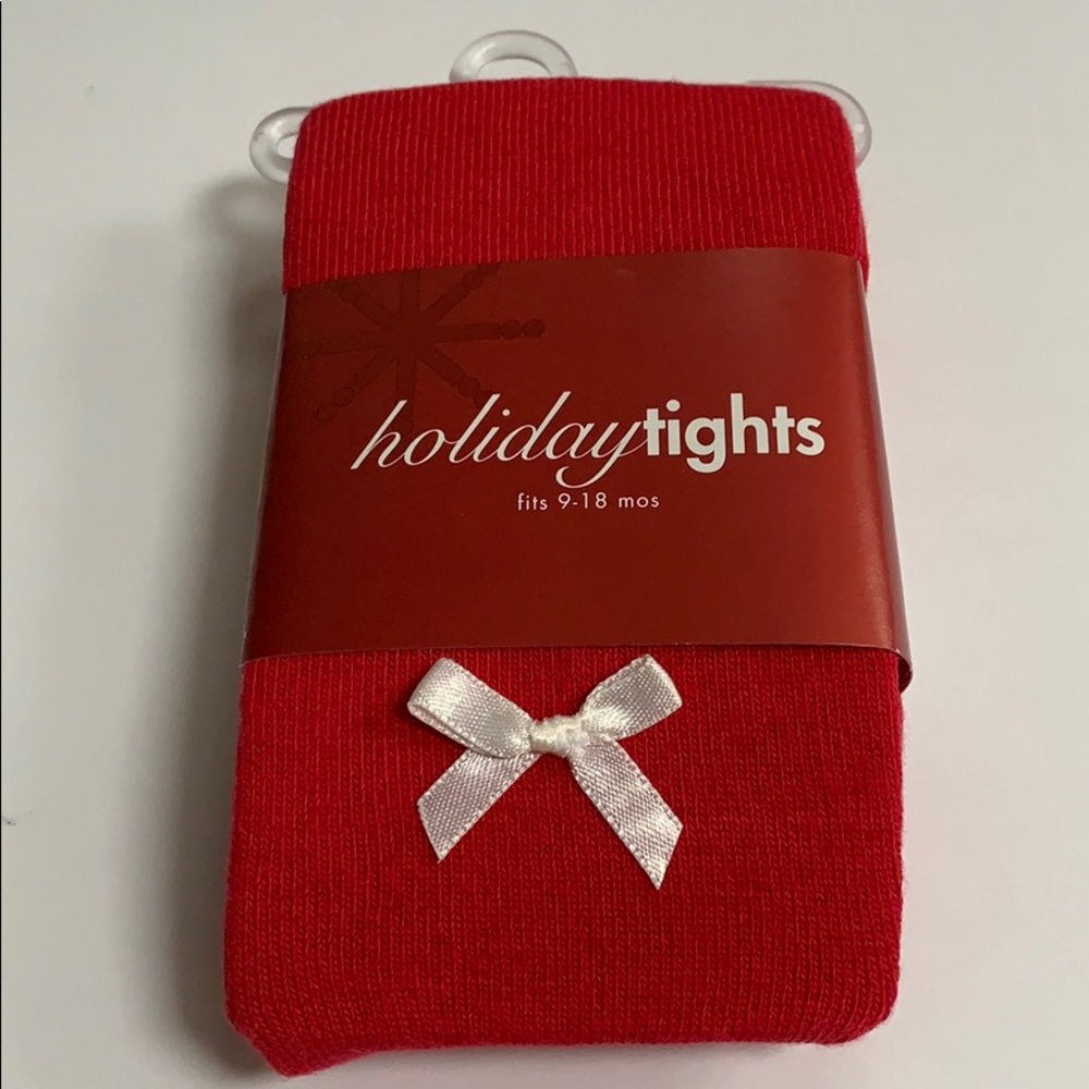 Red Knit Tights with Bows